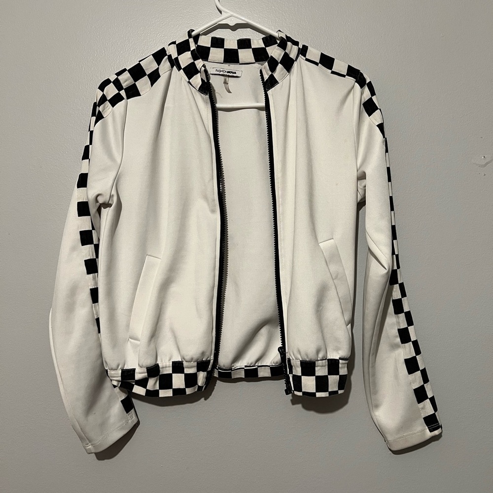 Fashion Nova Black and White Bomber Jacket
